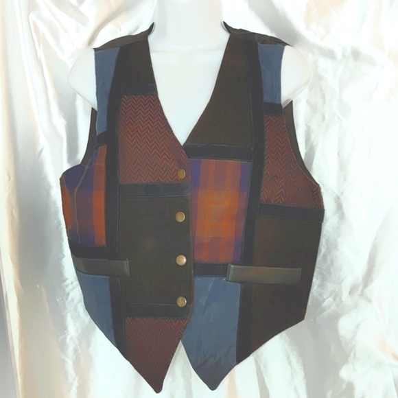 David American Fashion Other - David patchworks leather wool snap front vest M
